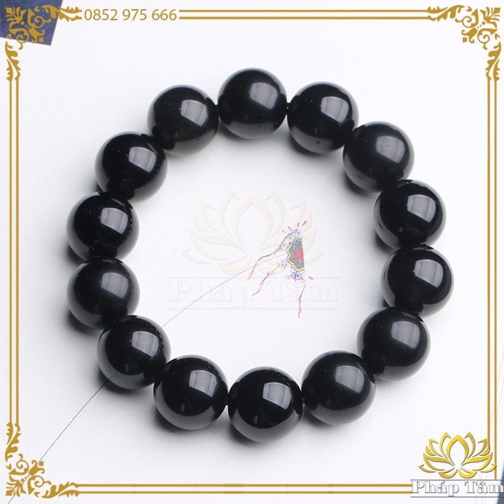 Vòng Tay Đá Núi Lửa Obsidian Đen Cao Cấp Ánh Vân Xanh Tự Nhiên - Tâm Phong Thủy
