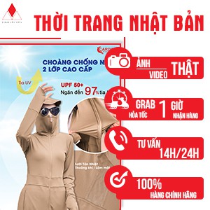 Áo choàng chống nắng nữ Cardina. Vải thun lạnh hai lớp liền thân cao cấp. Thơm khử mùi, làm mát cơ thể.