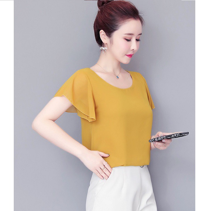 Áo Nữ GIÁ SỈ Kiểu Cổ Tròn Tay Ngắn - Vải Tằm Ý mềm rũ không nhăn | BigBuy360 - bigbuy360.vn