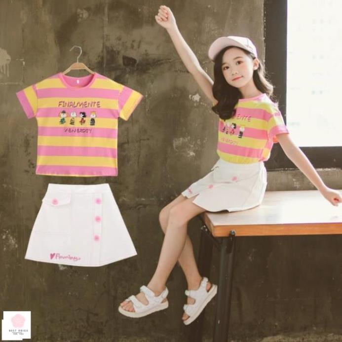 Thời trang bé gái 15 tuổi☑️ Set áo chân váy bé gái☑️ váy mùa hè cho bé gái lớn 25-30-35-40-45kg