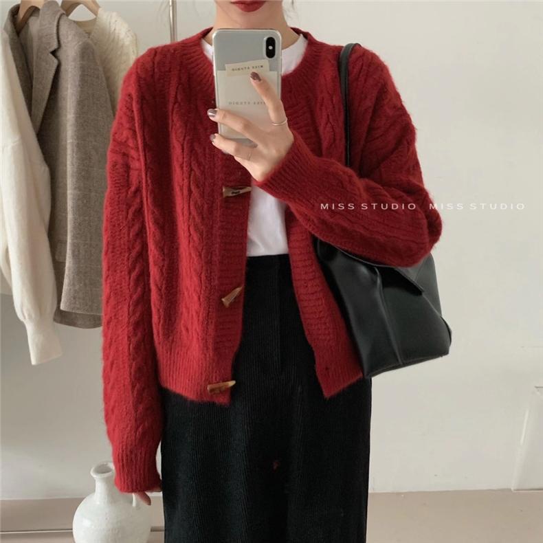 SUXI Áo Khoác Cardigan Dệt Kim Dáng Rộng Phối Nút Kiểu Hàn Quốc Thời Trang Mùa Thu Cho Nữ