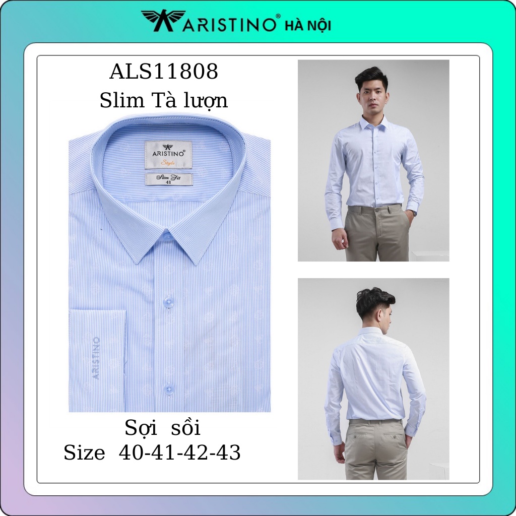 Áo sơ mi nam công sở dài tay ARISTINO sợi sồi dáng ôm Als11808