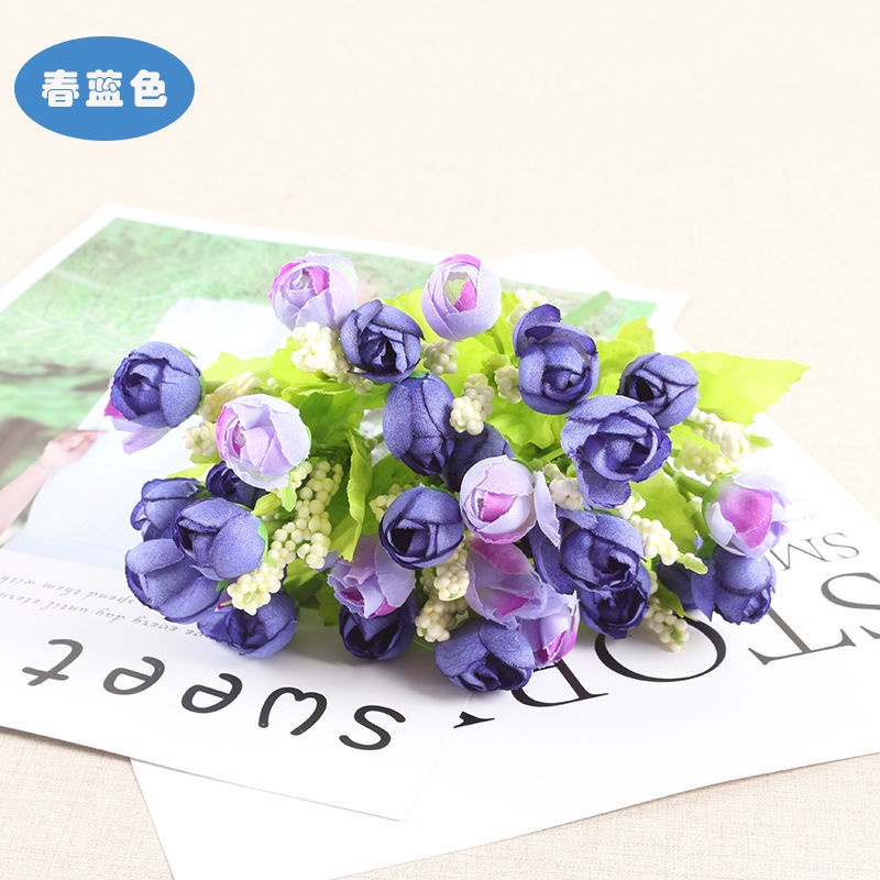 Bó Hoa Hồng Nhân Tạo Mini Bằng Lụa Cho Trang Trí Phòng Khách