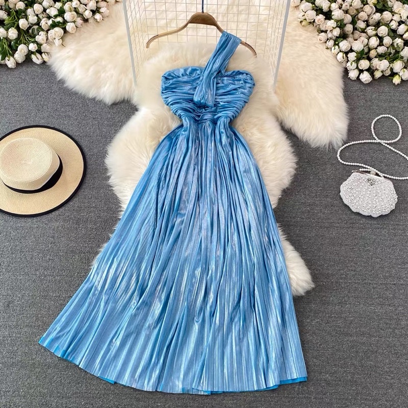 Đầm xoè dáng dài cúp ngực vải nhún