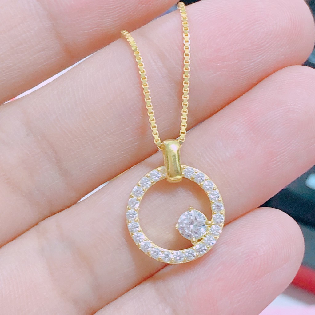 Dây chuyền nữ bạc đẹp mặt hình tròn gắn đá xinh xắn - Bạc Bibi