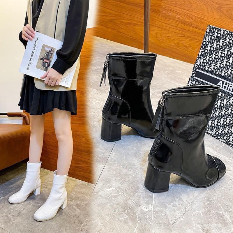 Bốt trơn da bóng gót 6cm | BigBuy360 - bigbuy360.vn