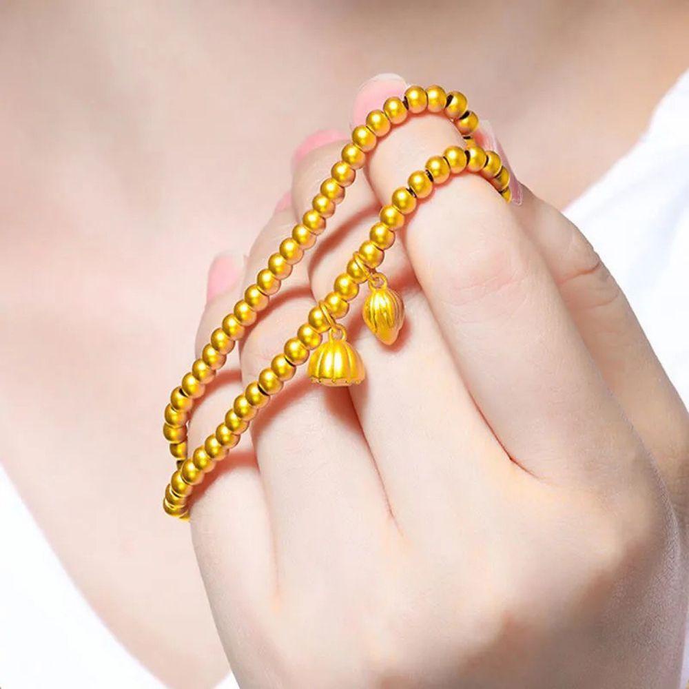 Vòng Tay Chuỗi Hạt Bằng Đồng Hình Hoa Sen Nhiều Màu Sắc Phong Cách Cổ Điển Cho Nam Và Nữ