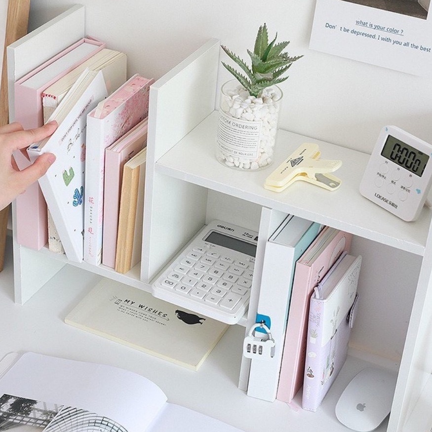Kệ Sách Mini Để Bàn 2 Tầng Gỗ MDF Phủ Melamin Đa Năng Kiểu Hàn Decor Góc Học Tập Cho Học Sinh Sinh Viên