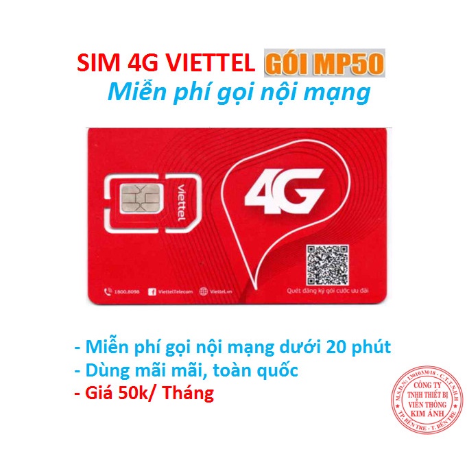 Sim Telesale nghe gọi mãi mãi VIETTEL gọi rẻ Gói MP50 Miễn phí các cuộc gọi dưới 20 phút chỉ 50k/tháng