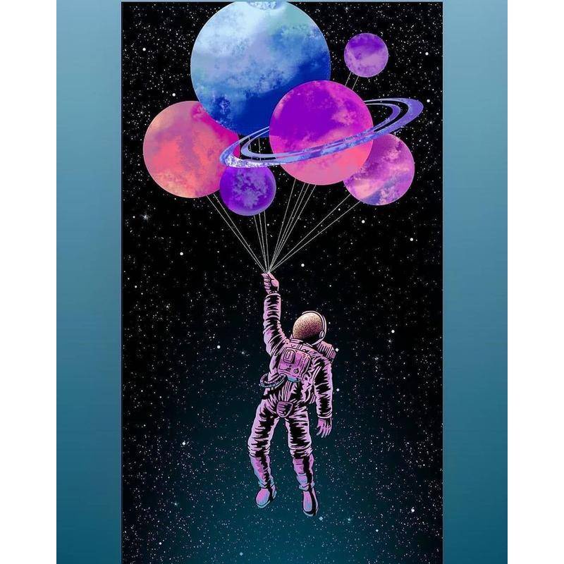 Tranh Vải Canvas Treo Tường Hình Phi Hành Gia / Mặt Trăng / Không Gian Trang Trí Nhà Cửa