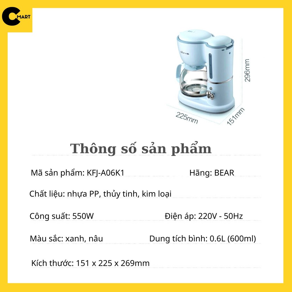 Máy Pha Cà Phê Coffee KFJ-A06K1 BEAR Chính Hãng - Kèm Ảnh Thật [CMART_GIA DỤNG TIỆN ÍCH]