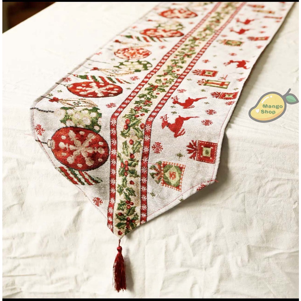Dải khăn trải giữa bàn trang trí bàn tiệc Giáng Sinh Noel