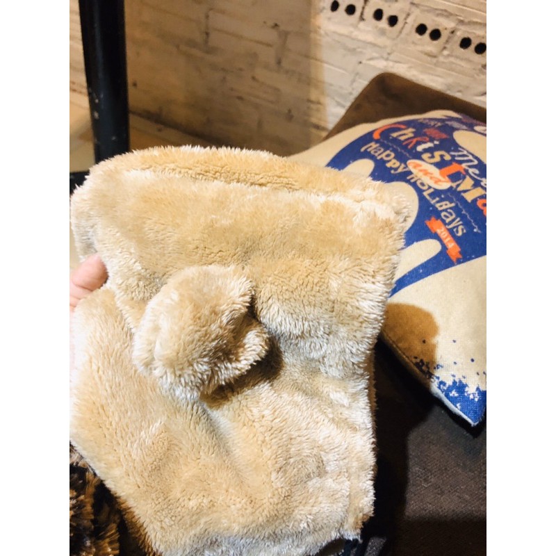 Mũ lông cừu tai gấu kín tai cho bé trai bà