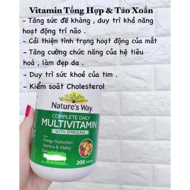 Viên vitamin tổng hợp tảo xoắn Nature ‘s Way của Úc hộp 200 viên