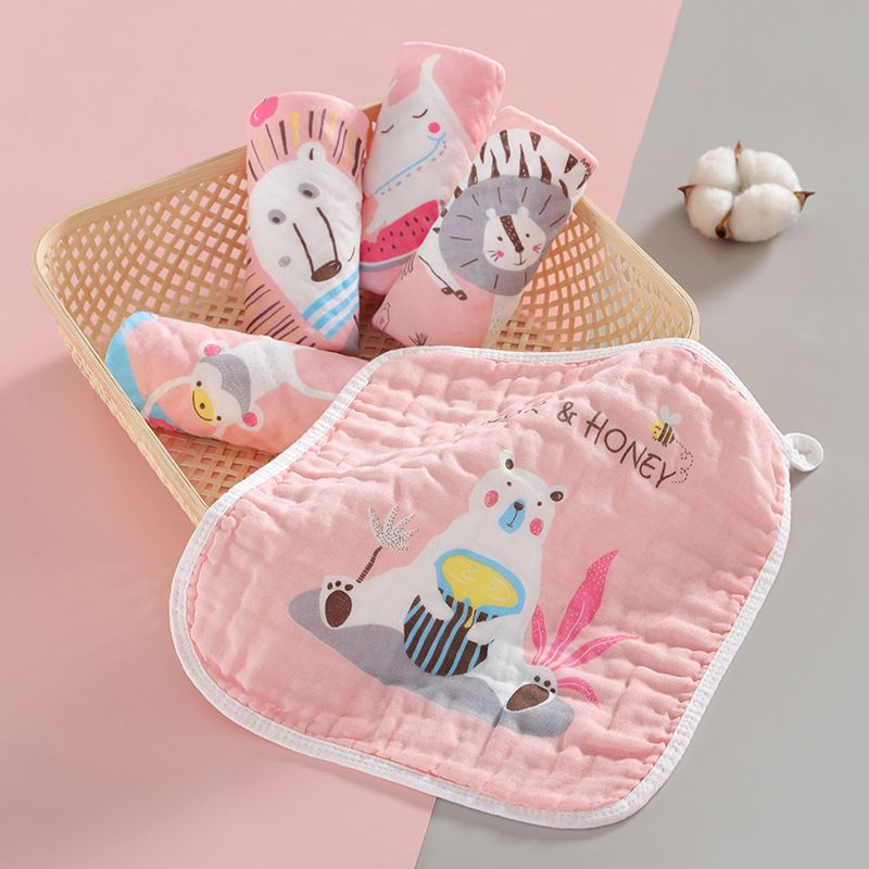 BooBoo Baby - Sét 5 khăn mặt, khăn sữa, khăn lau rửa cho bé, 6 lớp cotton sợi tre siêu thấm hút, không bai xù