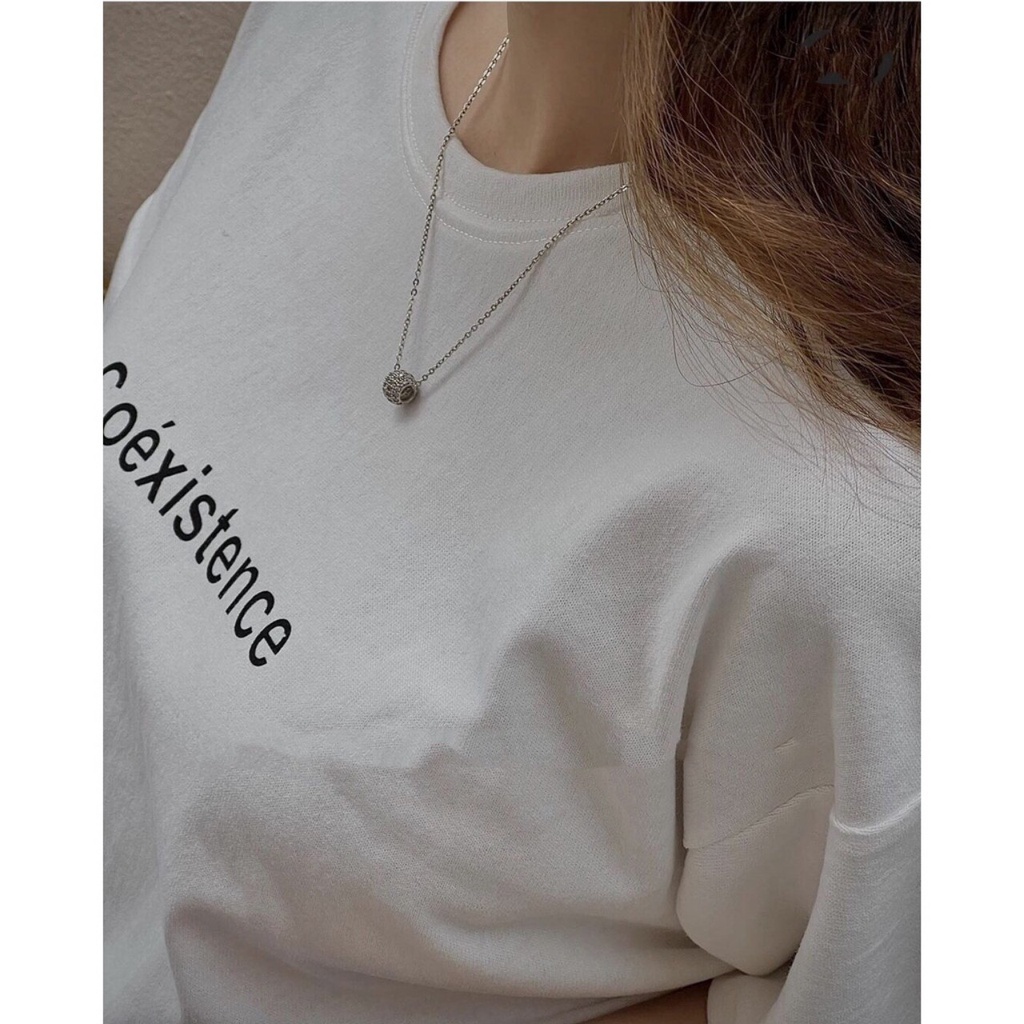 Áo thun tay lỡ form rộng Oversize, áo phông Unisex In Chữ Coéxistence 3158