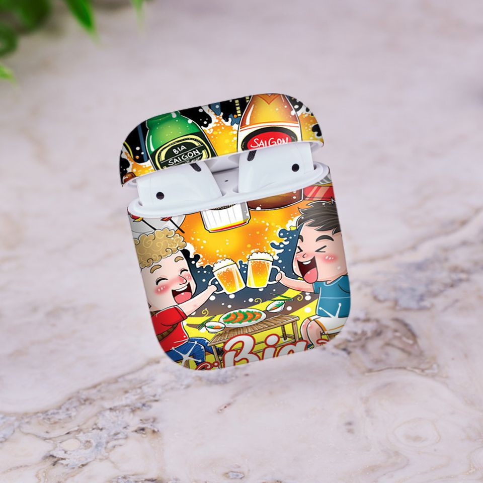 Miếng dán skin cho AirPods in hình Bia Sài Gòn - Chib003 (AirPods 1 và 2)