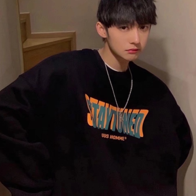 Áo Sweater Cổ Tròn Dáng Rộng In Họa Tiết Đơn Giản Thời Trang Thu Đông Mới Cho Nam