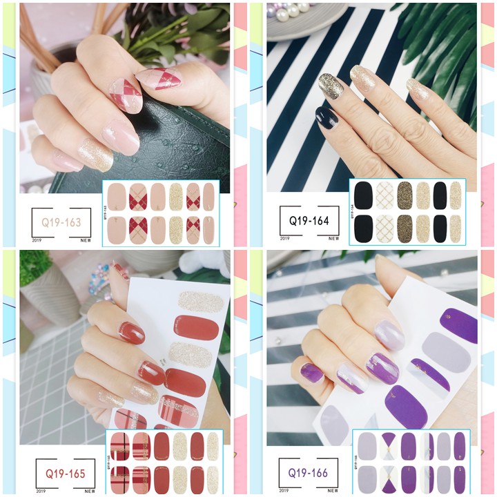 [Sỉ-Rẻ] Bộ dán móng tay nail sticker gồm 12 móng, không thấm nước, có độ đàn hồi tốt Phần 2 Q19 [Lẻ-Sỉ]