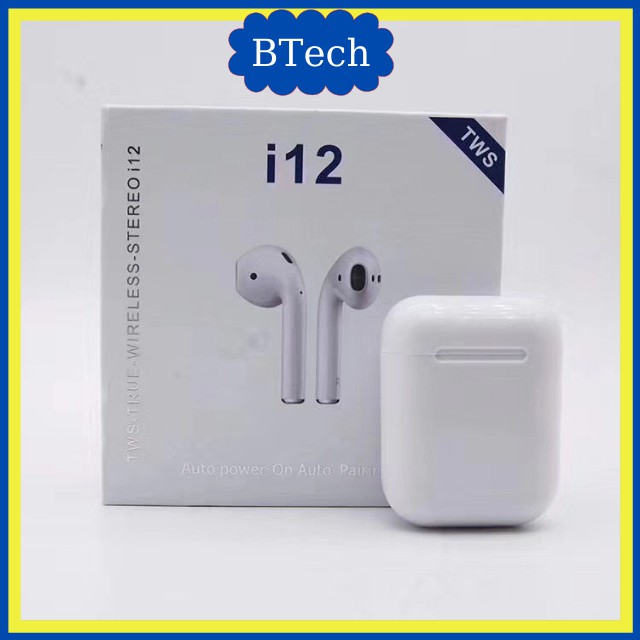 [Tặng Giá Đỡ ĐT ] Tai Nghe Bluetooth i12 ✅ FREESHIP ✅ Tai Nghe Iphone Samsung Android Cảm Biến Vân Tay Âm Chất Pin Trâu