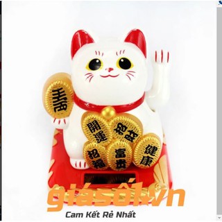 Mèo vẫy tay thần tài năng lượng mặt trời- 230014 (Trắng)