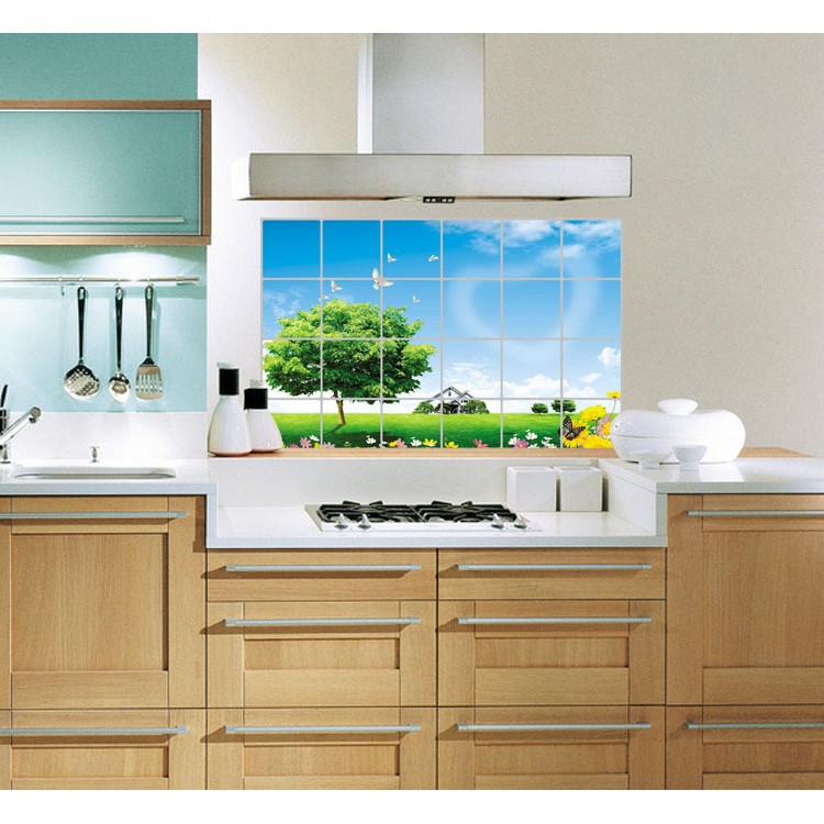 Decal dán bếp decal trang trí cây xanh BINBIN DB11 (Có keo sẵn)
