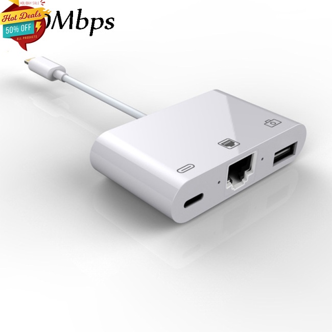 Bộ Chuyển Đổi Tốc Độ Cao Sang RJ45 Ethernet LAN Có Dây Cho iPhone/iPad Với Đầu Đọc USB 3 Camera