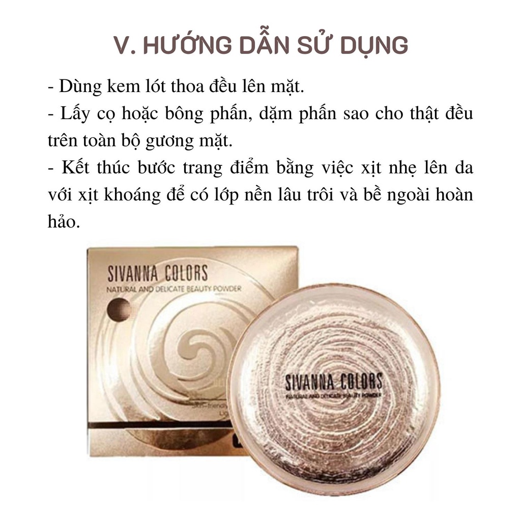 Phấn phủ kiềm dầu Sivanna Colors Thái Lan chính hãng