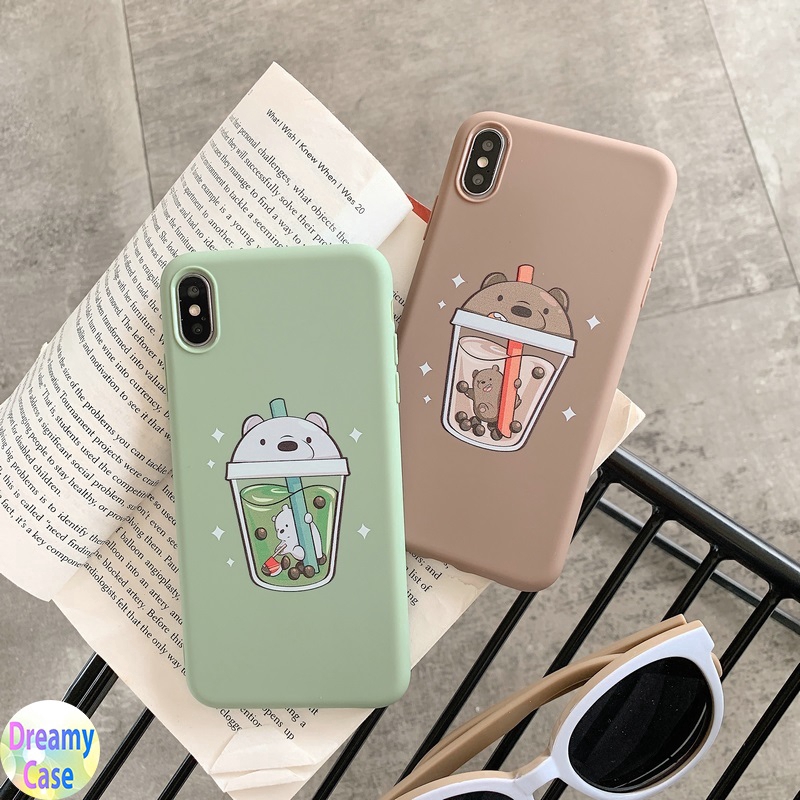 Ốp điện thoại TPU mềm họa tiết gấu trà sữa cho Xiaomi Redmi Note 10 10S 9S 9T 9A 9C 8A 9 8 7 5 POCO X3 Pro
