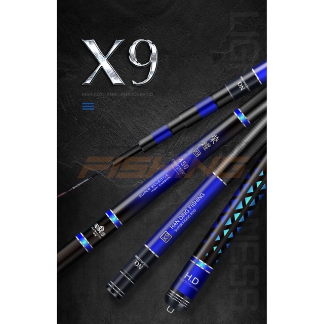 cần câu tay dài 6m3 loại 1 siêu nhẹ handing x9 cá 1 đến 8kg y như hình tải tính 2kg hàng y hình