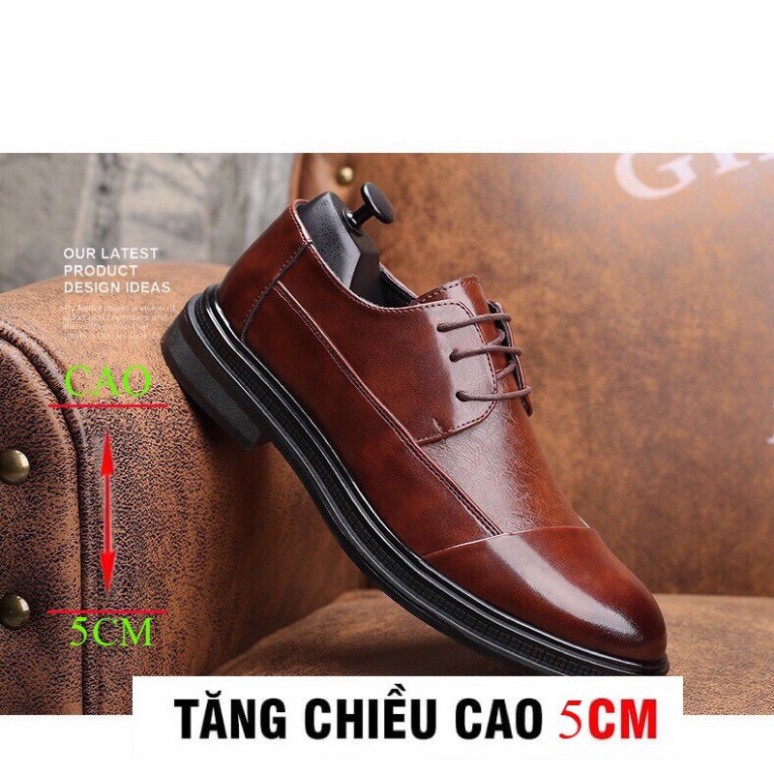 Freeship  Giày da nam tăng chiều cao 5cm SANG TRỌNG, ĐẲNG CẤP