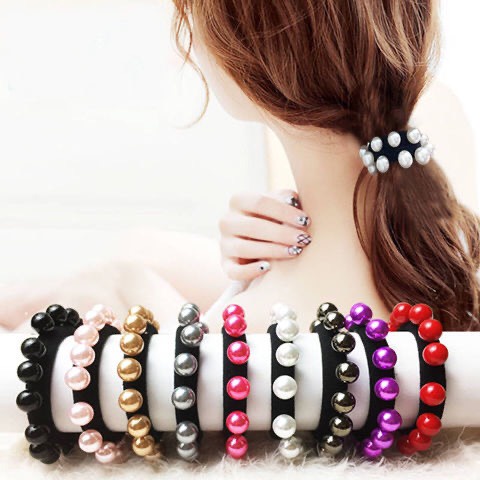 Dây Buộc Tóc Đính Ngọc Trai Nhân Tạo Xinh Xắn Co Giãn Không Gây Đau Tóc HOTTREND HALA0019