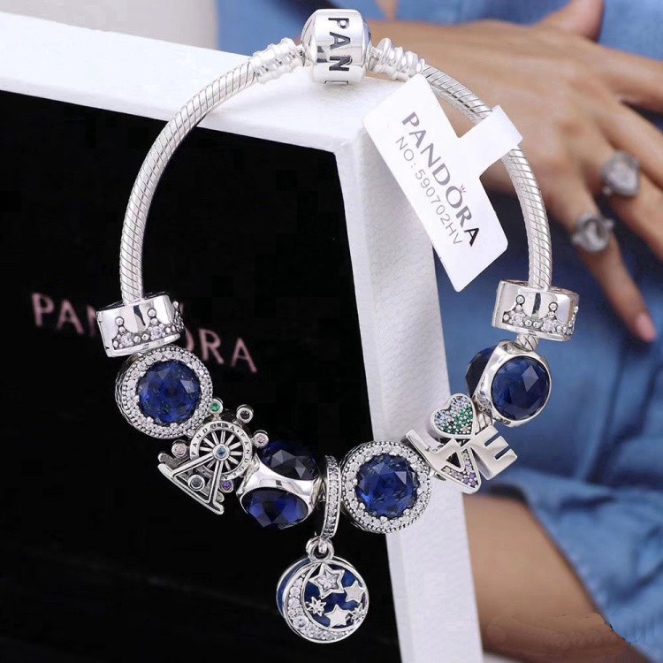 PANDORA Vòng tay mạ bạc 925 đính hạt hình rắn thời trang cho nữ AAs031 66