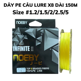 Dây dù pe x8 Noeby cuộn 150m đủ size, dây pe câu lure lóc cá chẽm, dây câu lục câu biển siêu bền
