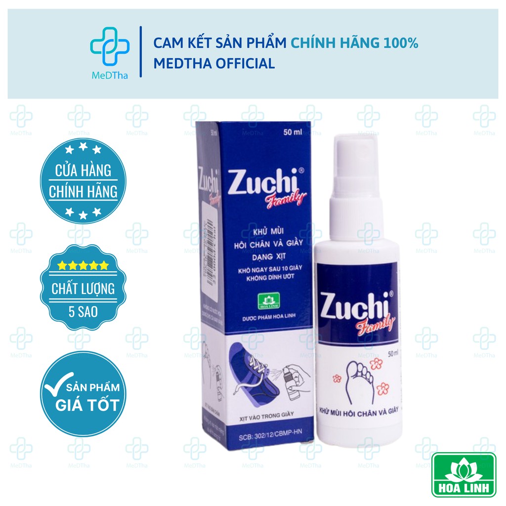 Xịt Khử Mùi Hôi Chân và Giày Zuchi (Lọ 50ml) [Chính Hãng]