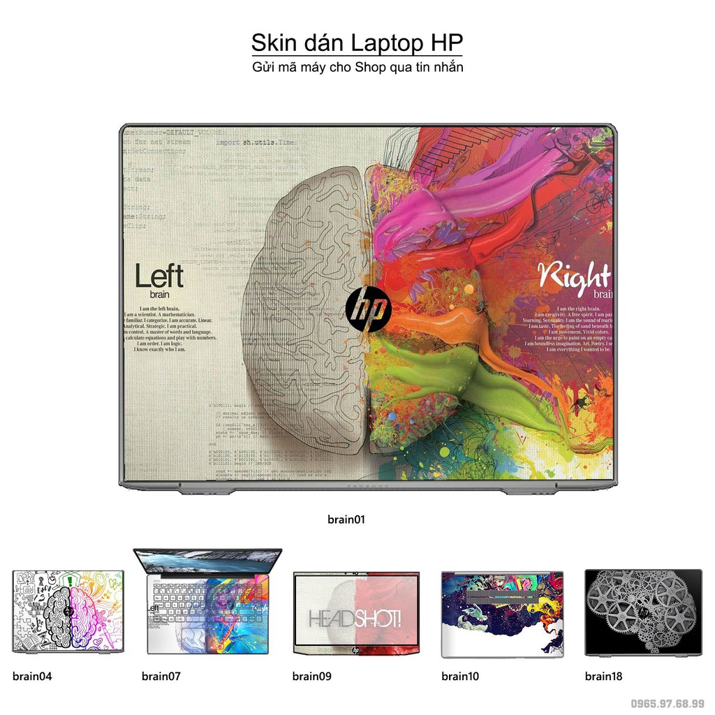 Skin dán Laptop HP in hình Left Brain Right Brain (inbox mã máy cho Shop)