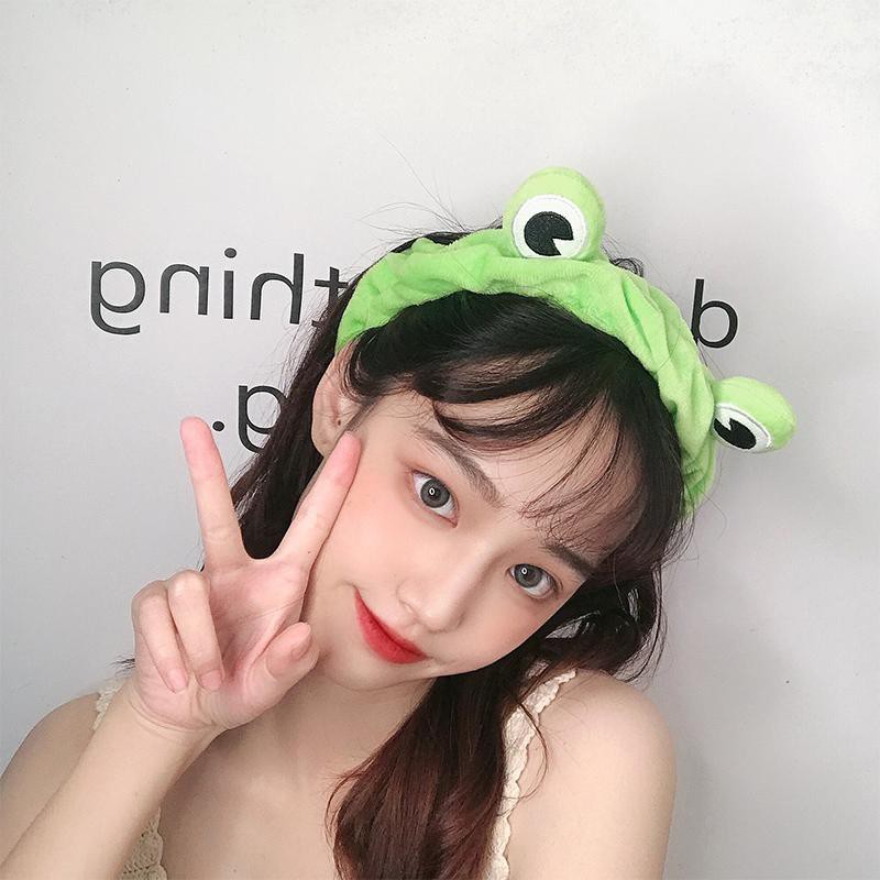 Băng đô ếch ộp 3D màu xanh siêu cute 2 loại turban và khung cứng cài tóc Banana Store