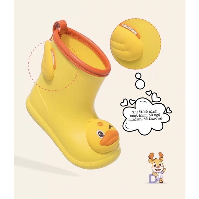 Ủng/ Boot đi mưa cao cấp cho bé chống trơn trượt, không thấm nước, hình hoạt hình 3D ngộ nghĩnh, dễ thương