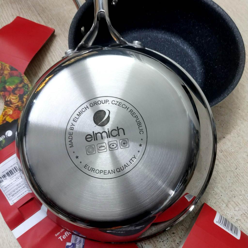 Chảo Elmich inox nguyên khối chống dính vân đá sần 3D Trimax EL2415OL size 20cm sâu lòng