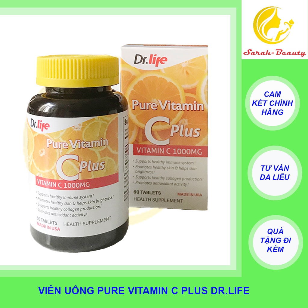 Viên uống chống lão hóa da và tăng cường sức đề kháng Dr. Life Pure Vitamin C Plus – 1000mg