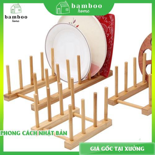 Kệ úp dĩa THE BAMBOO giá trưng bày dĩa giá trưng bày tạp trí bằng tre gỗ tiện lợi đẹp mắt cho nhà bếp nhiều kích thước