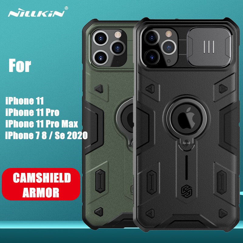 ⚡️CHÍNH HÃNG NILLKIN⚡️ iPhone 11 Pro Max Se 2020 7 8 Case NILLKIN CamShield Armor Slide Camera Protect Privacy Ring kickstand Cover