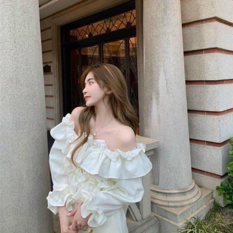 Áo Trễ Vai Tay Bồng Chất Đẹp Mịn Ulzzang - Áo Dài Tay Kiểu Sang Chảnh Voan Dày( Hàng Có Sẵn, Ảnh Thật)