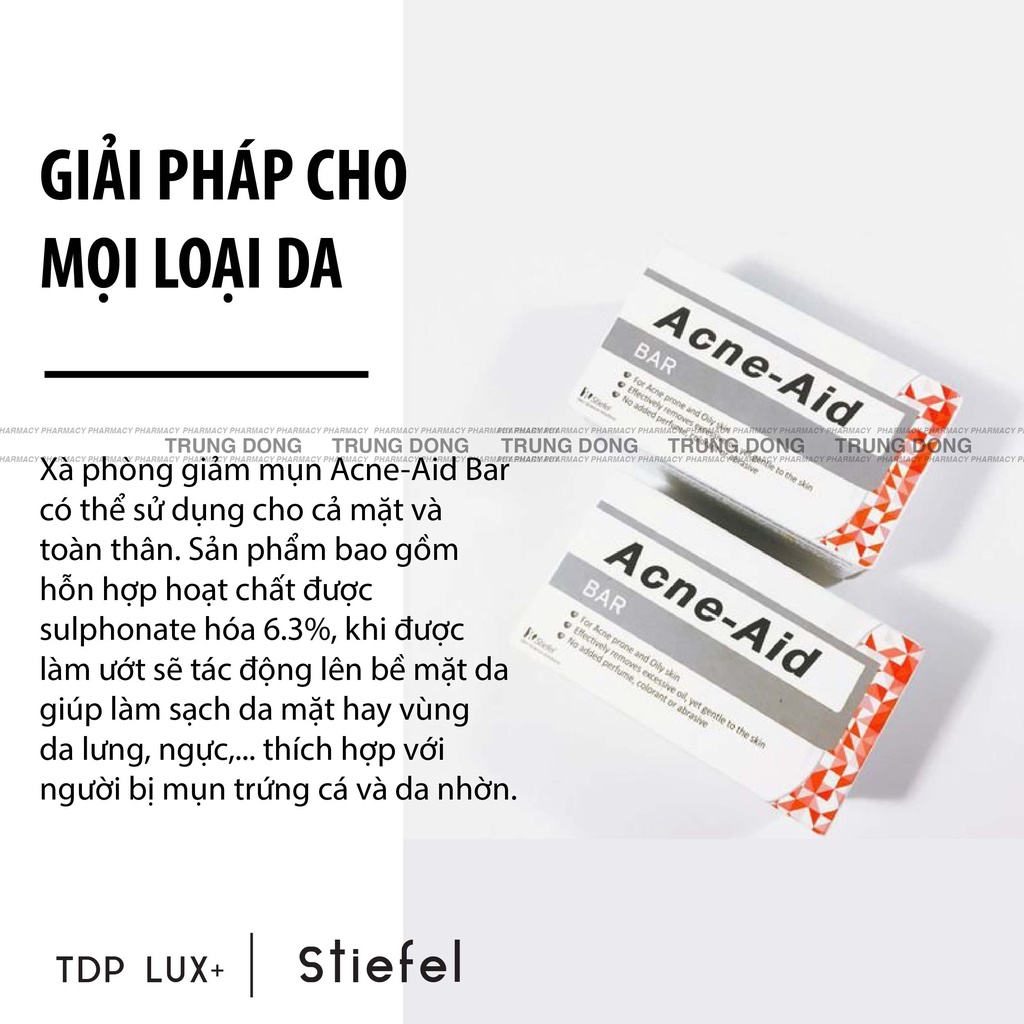 Xà phòng rửa mặt hết mụn Acne Aid Bar Stiefel Soap, bánh xà bông tắm sạch da, trứng cá body cơ thể - Trung Đông Pharmacy