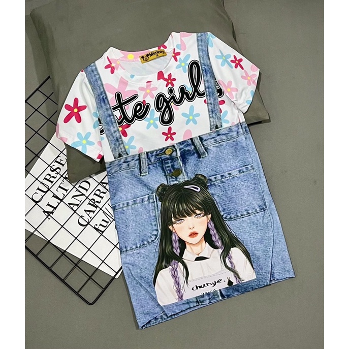 Đầm Thun lạnh giả JEAN cho bé 10kg tới 21kg