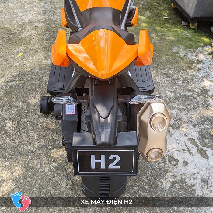 Xe môtô điện xe máy điện thể thao trẻ em loại to H2 có đèn bánh xe, bluetooth