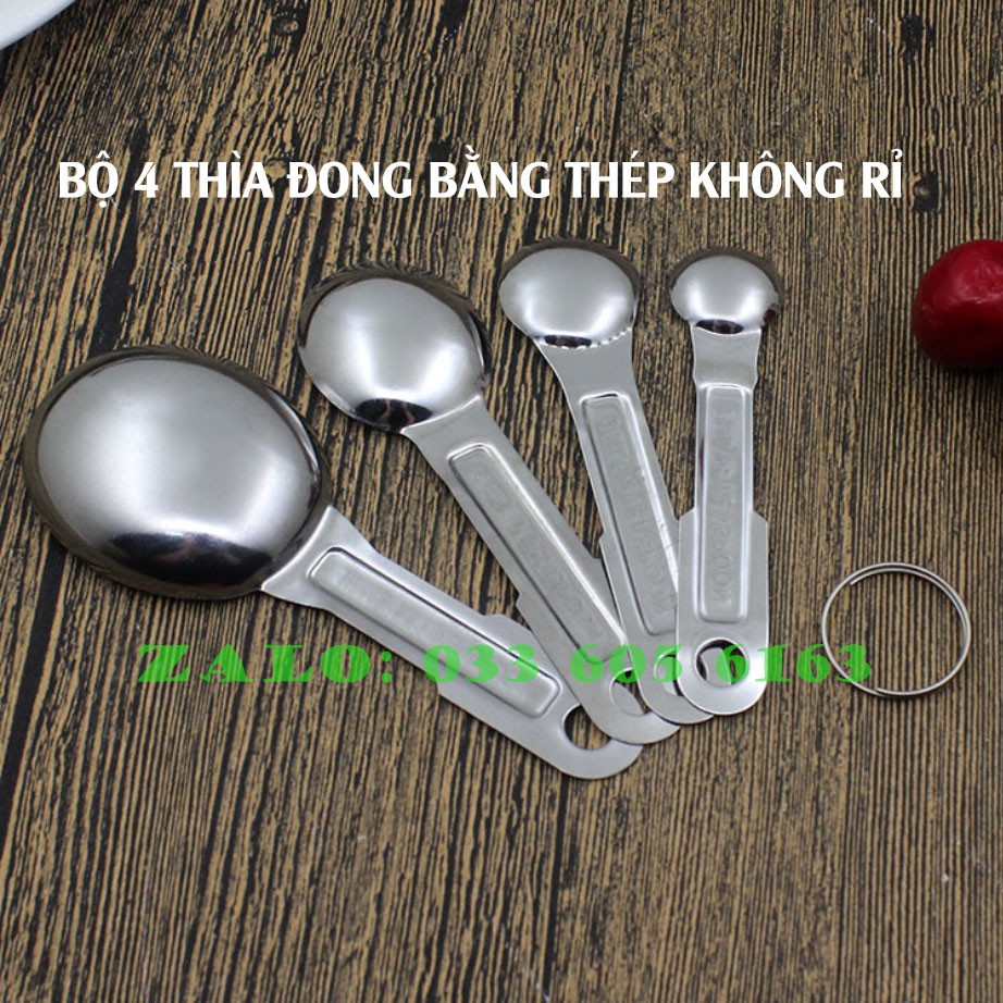 Bộ thìa đong nhà bếp set 4 cái 1ml - 2ml - 5ml - 15ml