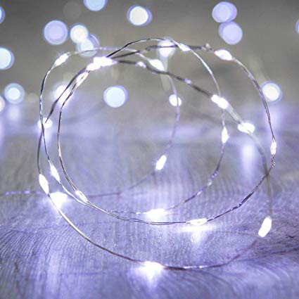 Đèn Led đom đóm Fairy light  1 mét 2 mét, 3 mét màu TRẮNG xài pin ( tặng pin )