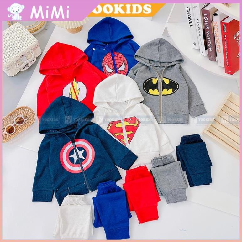 Bộ thu đông bé trai YOOKIDS chất xốp tổ ong mềm min dày ấm in hình siêu nhân người nhện cho bé 1 2 3 4 tuổi