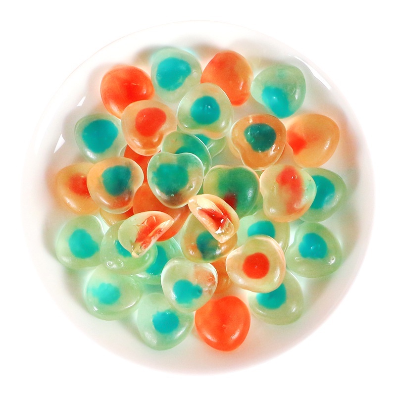 500g Kẹo dẻo thạch nhân mứt trái cây hình trái tim/ hình tròn siêu cute